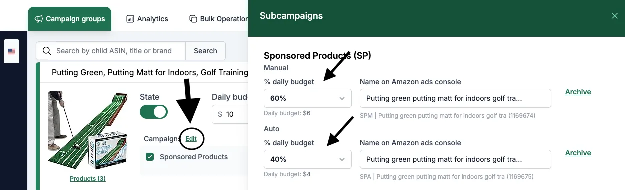 Sub-campaign budget allocation