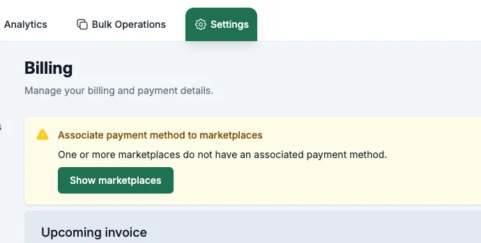 Missing payment method alert