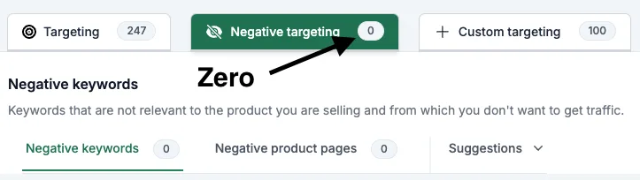 Remove negative targeting