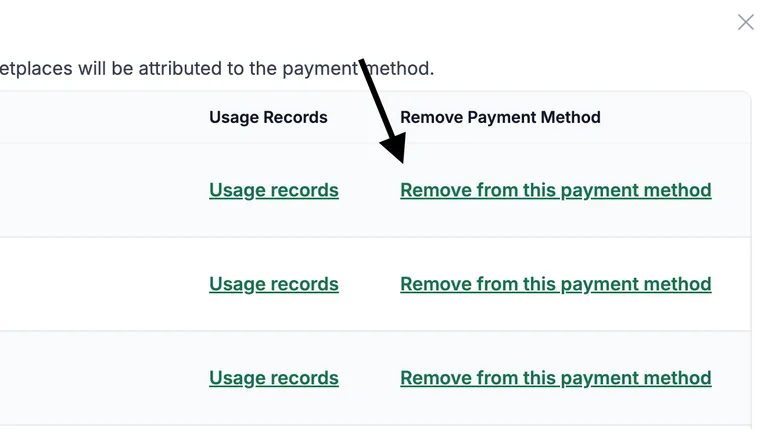 Remove payment method association