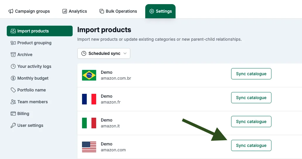 Sync catalog