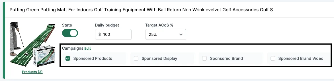 Ad type checkboxes