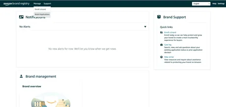 Brand registry dashboard