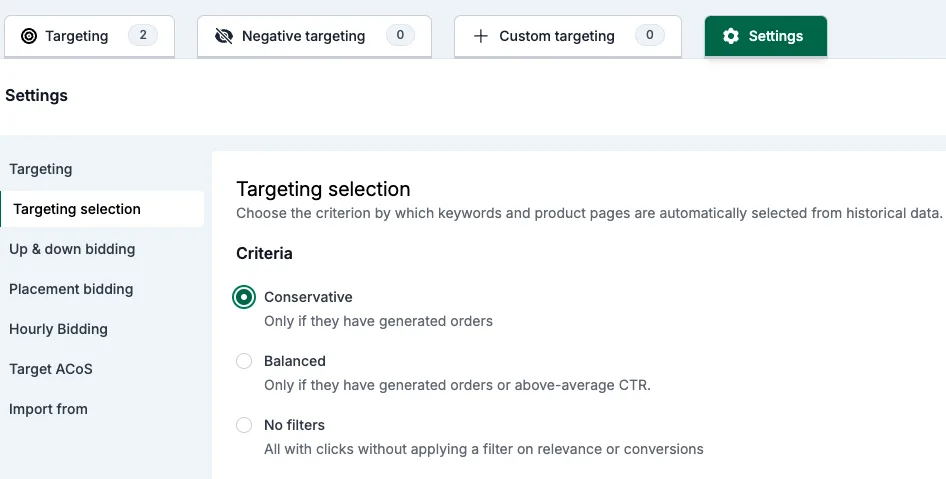 Targeting selection