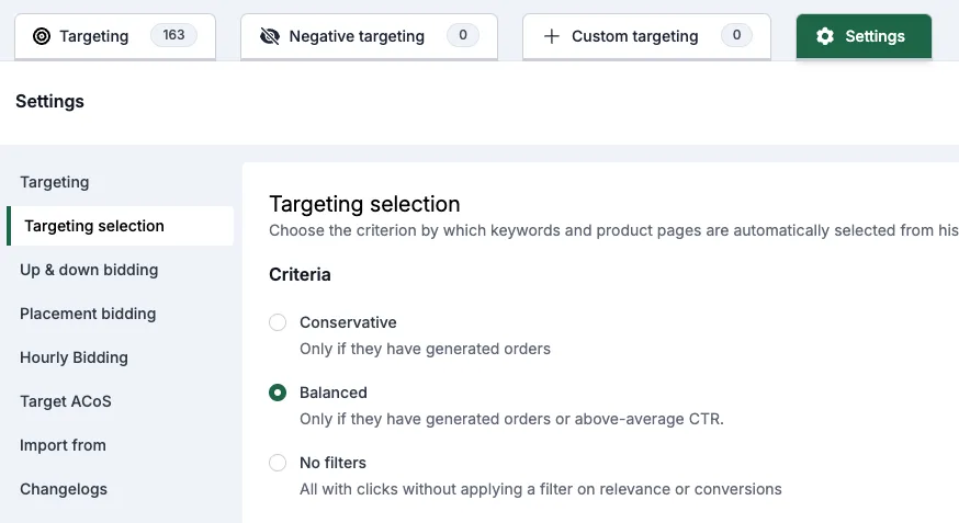 Selection from search term reports