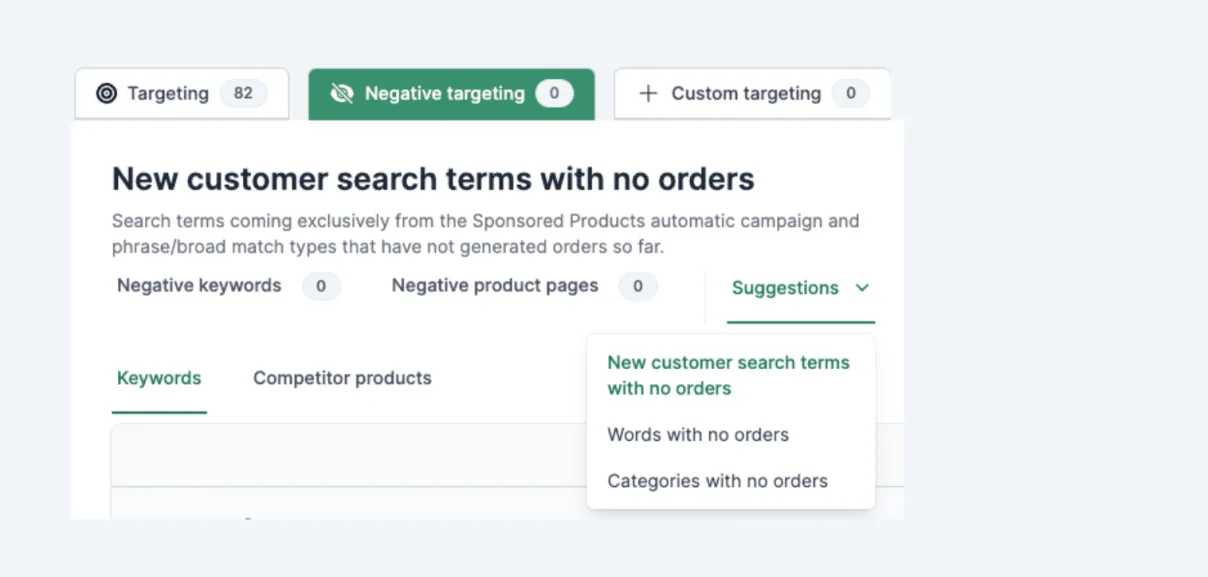 Negative suggestions